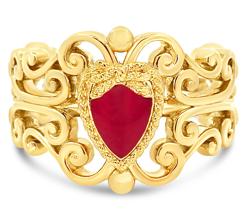 Goddaughters 14K Clad Love Knot Heart Enamel Renaissance Ring — View 5