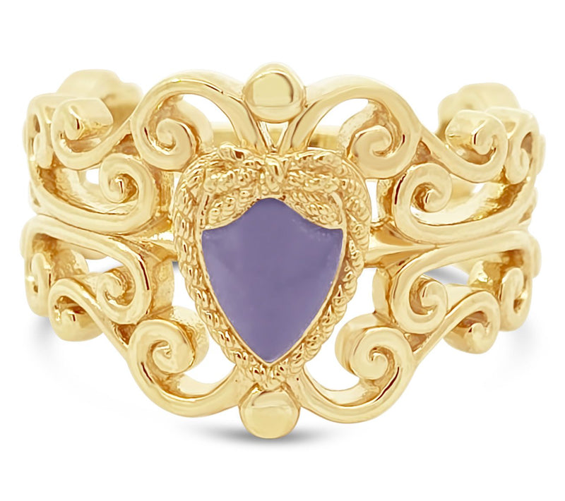 Goddaughters 14K Clad Love Knot Heart Enamel Renaissance Ring — View 7