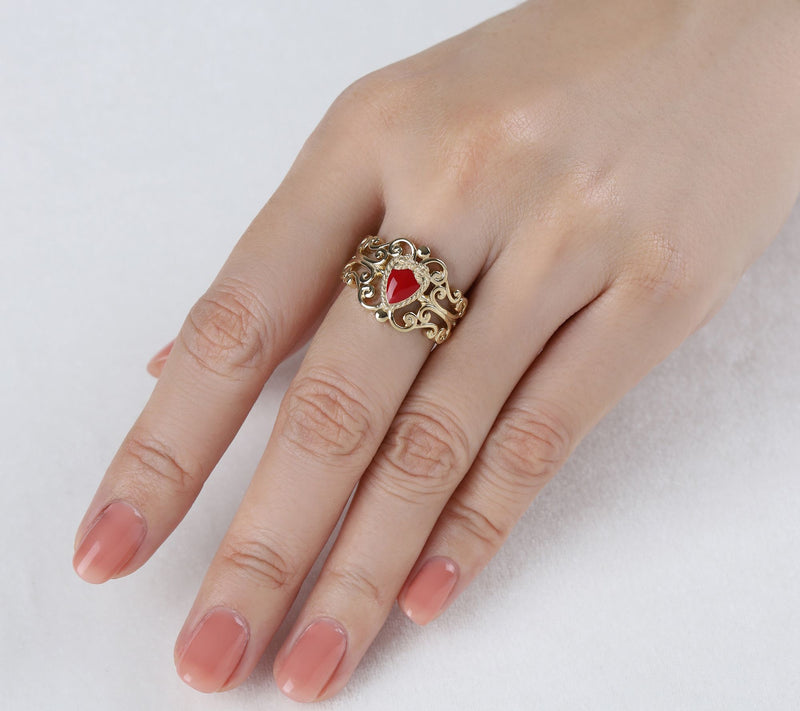 Goddaughters 14K Clad Love Knot Heart Enamel Renaissance Ring — View 13