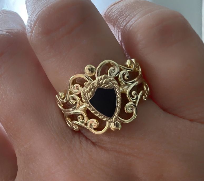 Goddaughters 14K Clad Love Knot Heart Enamel Renaissance Ring — View 14