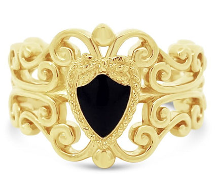 Goddaughters 14K Clad Love Knot Heart Enamel Renaissance Ring