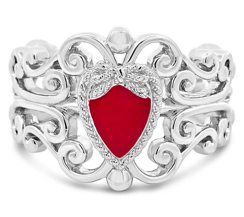 Goddaughters Sterling Love Knot Heart Enamel Renaissance Ring — View 5