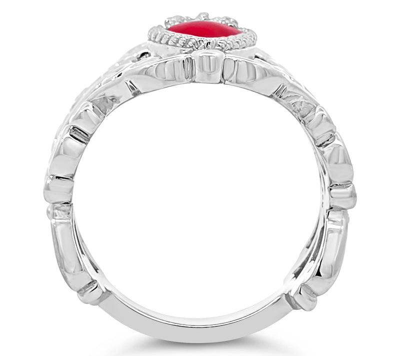 Goddaughters Sterling Love Knot Heart Enamel Renaissance Ring — View 11