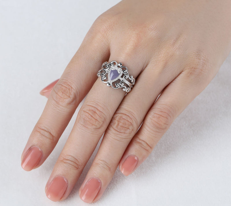 Goddaughters Sterling Love Knot Heart Enamel Renaissance Ring — View 13