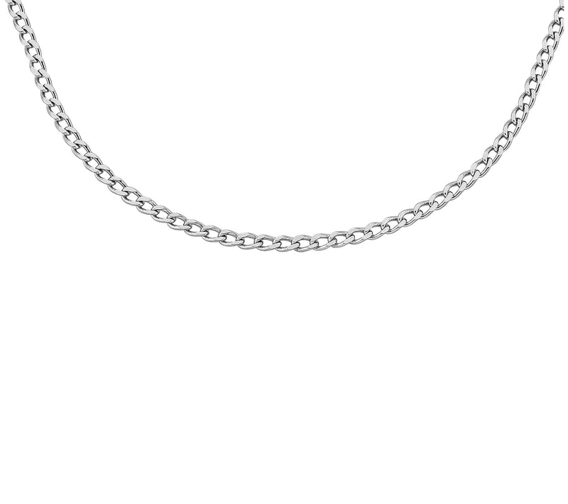 Silver Style Solid Curb Link Chain Necklace, Sterling — View 4