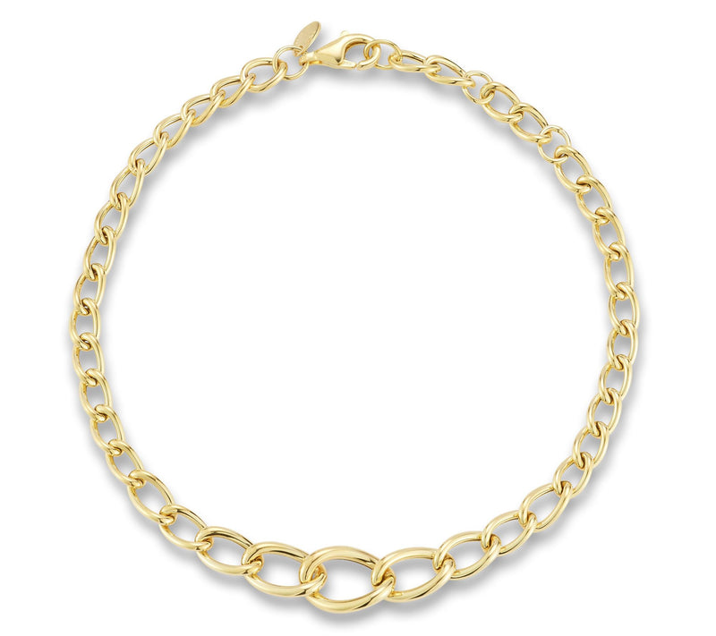 Italian Gold Graduated Curb Link Bracelet, 14K — Main view