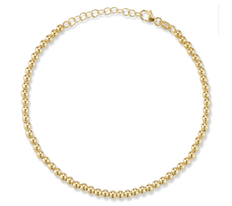 Italian Gold 3mm Ball Chain Bracelet, 14K — View 3