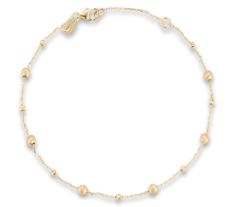 Italian Gold Satin Ball Chain Bracelet, 14K — View 3