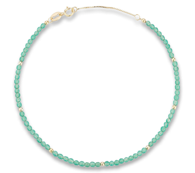 Italian Gold Aventurine Bead Bracelet, 14K — Main view