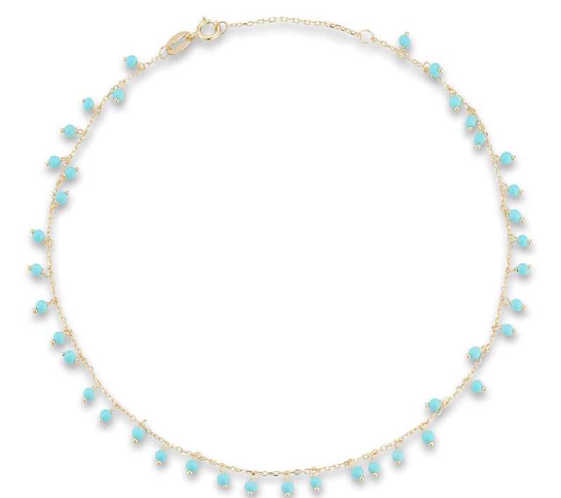 Italian Gold Turquoise Charm Ankle Bracelet, 14K — View 6