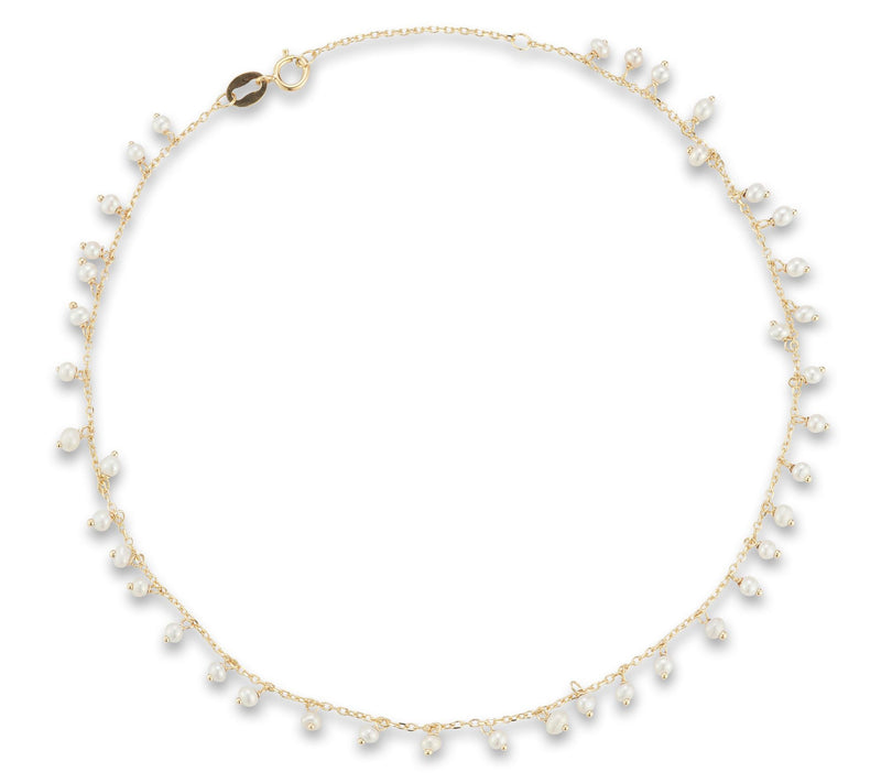 Italian Gold Cultured Pearl Charm Ankle Bracelet, 14K — View 6