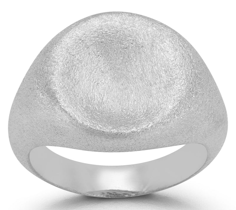 Sterlina Silver Round Satin Signet Ring, Sterling — View 3