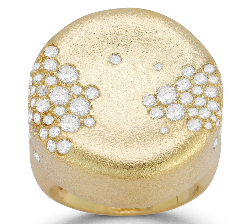 Sterlina Silver Cluster Round Satin Signet Ring, Sterling — View 5