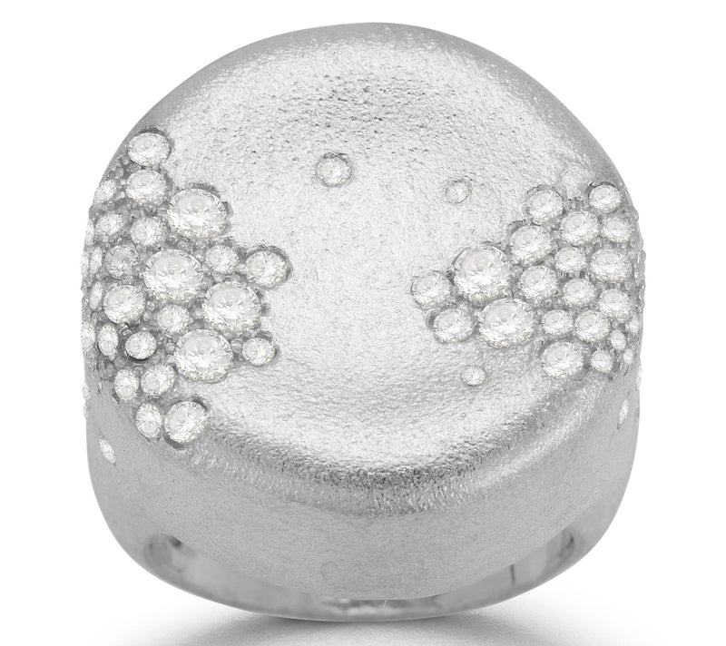 Sterlina Silver Cluster Round Satin Signet Ring, Sterling — Main view