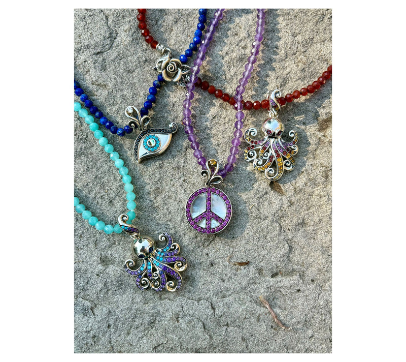 Third Person Sterling Sea & Soul Octopus Gemstone Enhancer — View 3