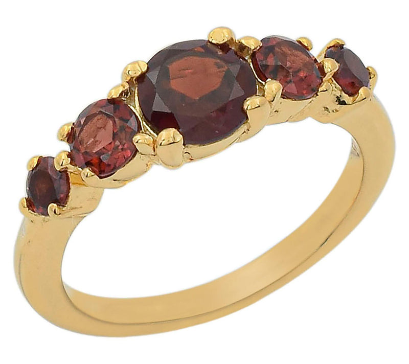 Affinity Gems 5-Stone Gemstone Ring, 14K Gold Plated — View 14