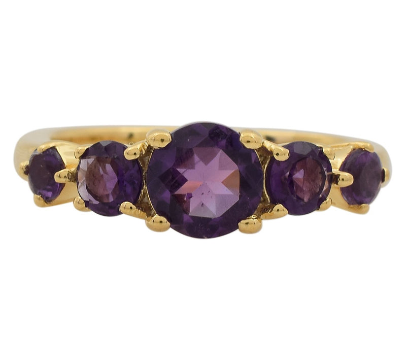 Affinity Gems 5-Stone Gemstone Ring, 14K Gold Plated — View 2