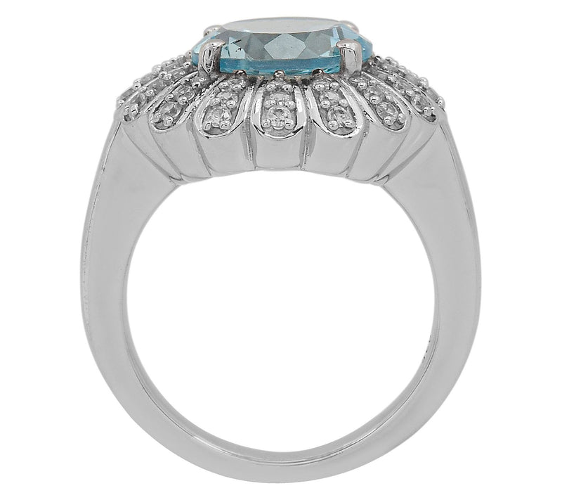 Affinity Gems Blue Topaz Floral Cocktail Ring,Sterling Silver — View 3