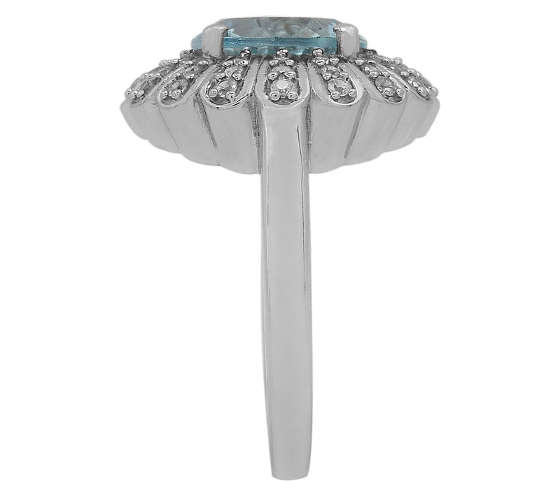 Affinity Gems Blue Topaz Floral Cocktail Ring,Sterling Silver — View 4