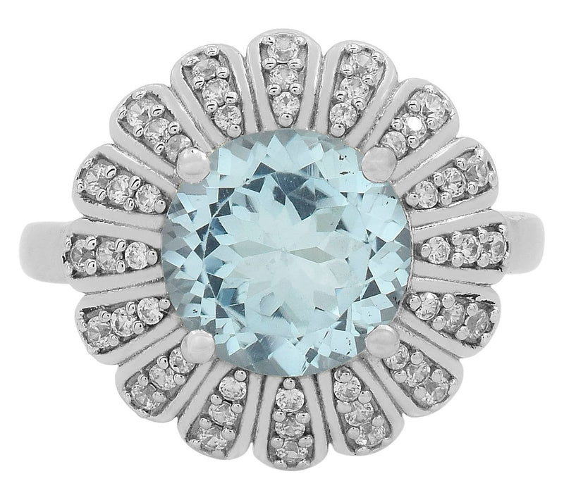 Affinity Gems Blue Topaz Floral Cocktail Ring,Sterling Silver — View 2