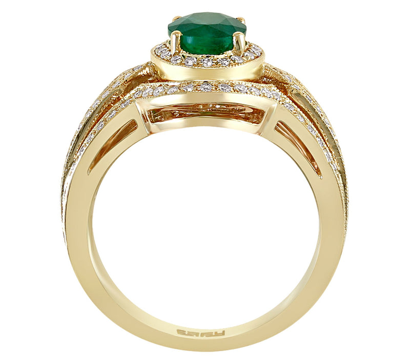 Effy Emerald & Diamond Pave Ring, 14K Gold — View 3