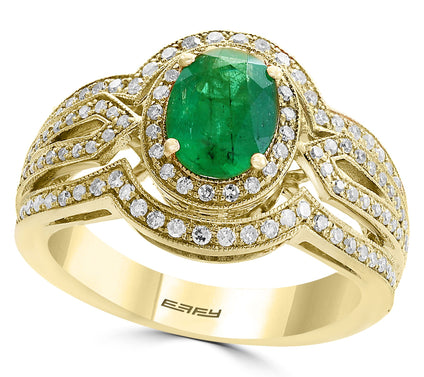 Effy Emerald & Diamond Pave Ring, 14K Gold