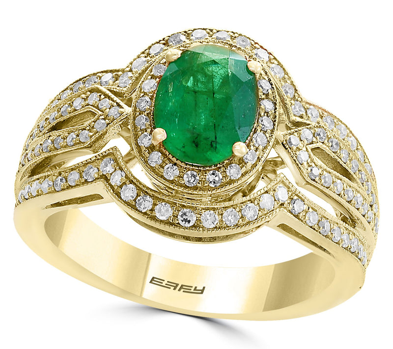 Effy Emerald & Diamond Pave Ring, 14K Gold — Main view