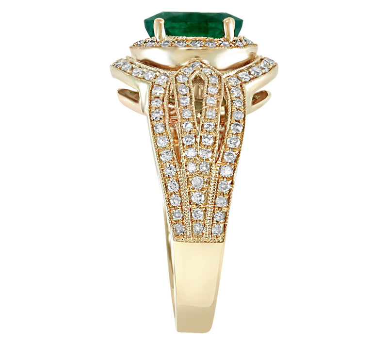 Effy Emerald & Diamond Pave Ring, 14K Gold — View 2