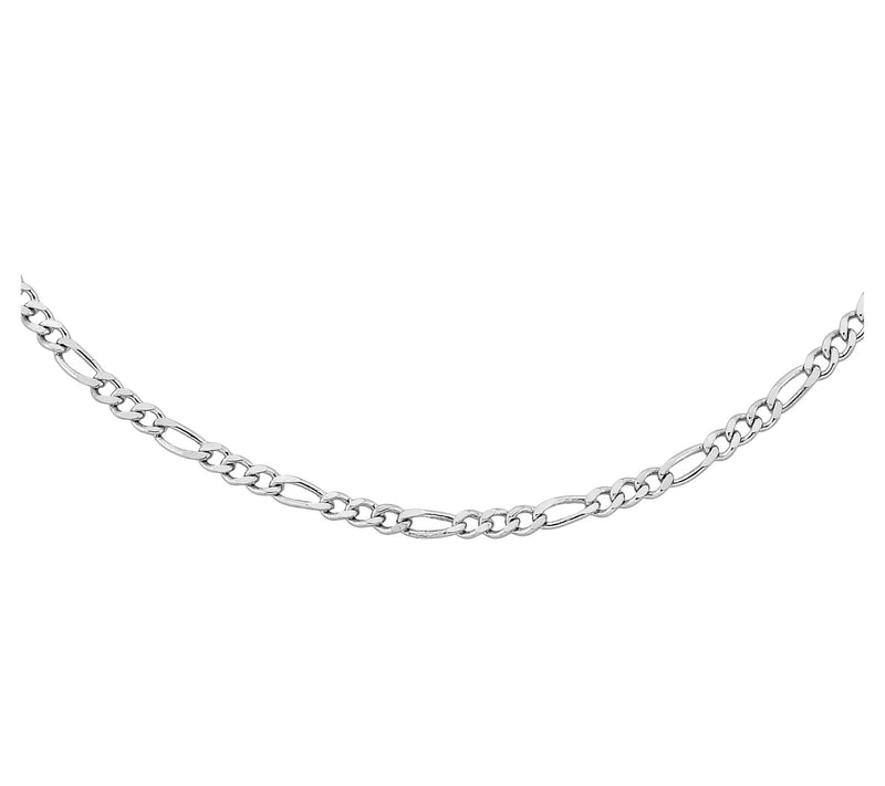 Silver Style 2mm Solid Figaro Chain Necklace, Sterling Silver — View 2