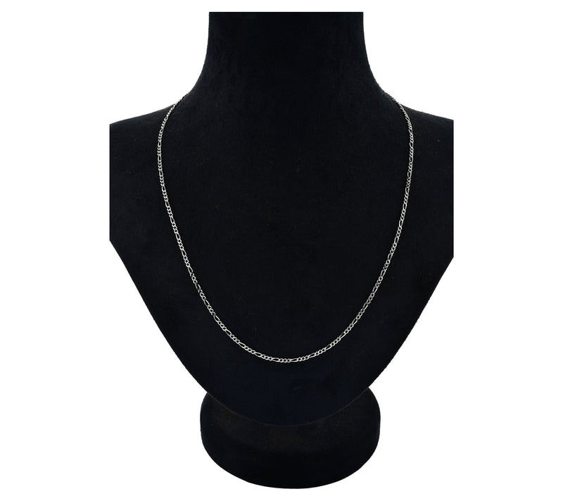 Silver Style 2mm Solid Figaro Chain Necklace, Sterling Silver — View 3