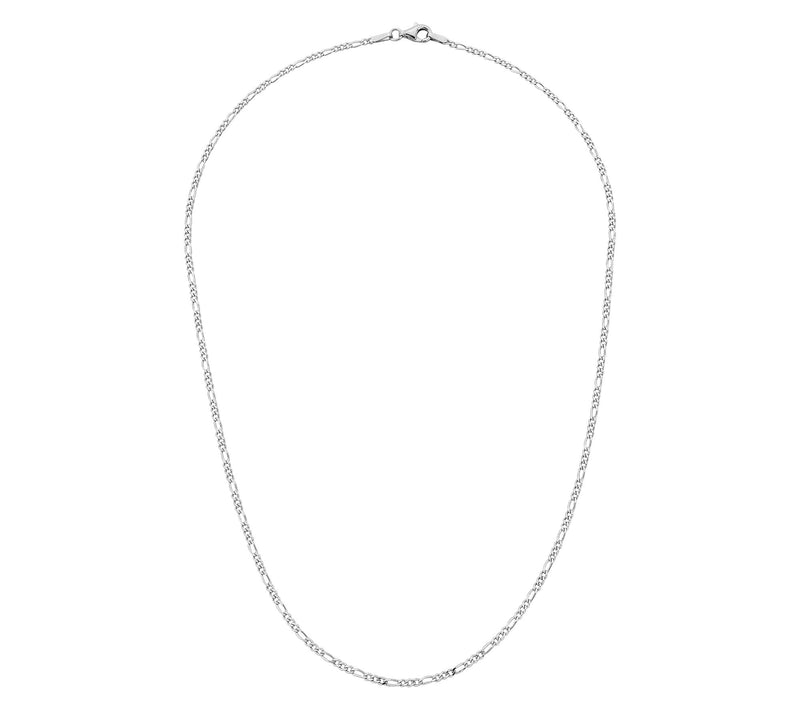 Silver Style 2mm Solid Figaro Chain Necklace, Sterling Silver — View 6