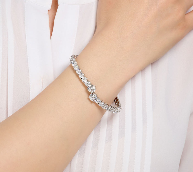 Diamonique x Jennifer Miller Overlap Flex Bracelet, Sterling Silver — View 4