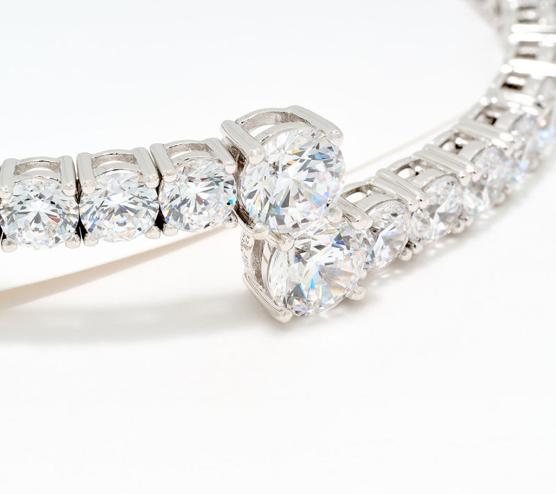 Diamonique x Jennifer Miller Overlap Flex Bracelet, Sterling Silver — View 3