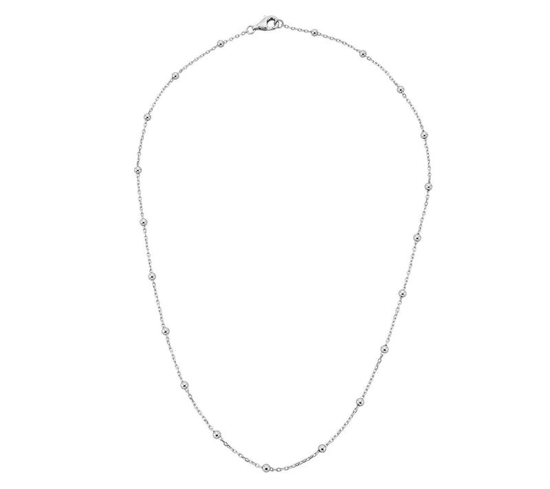 Silver Style 3mm Bead Station Cable Chain Necklace, Sterling — Main view