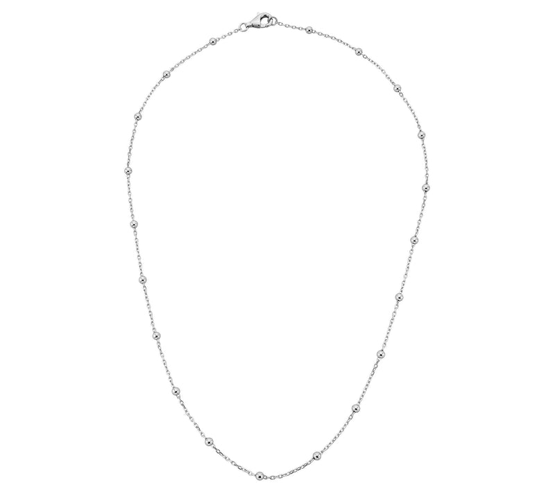 Silver Style 3mm Bead Station Cable Chain Necklace, Sterling — View 6