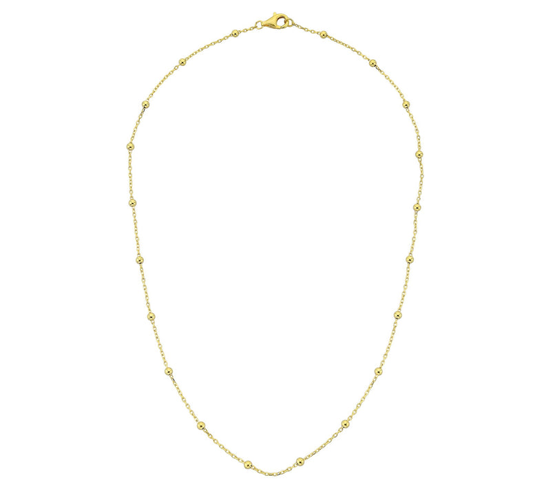 Silver Style 3mm Bead Station Cable Chain Necklace, Sterling — View 7