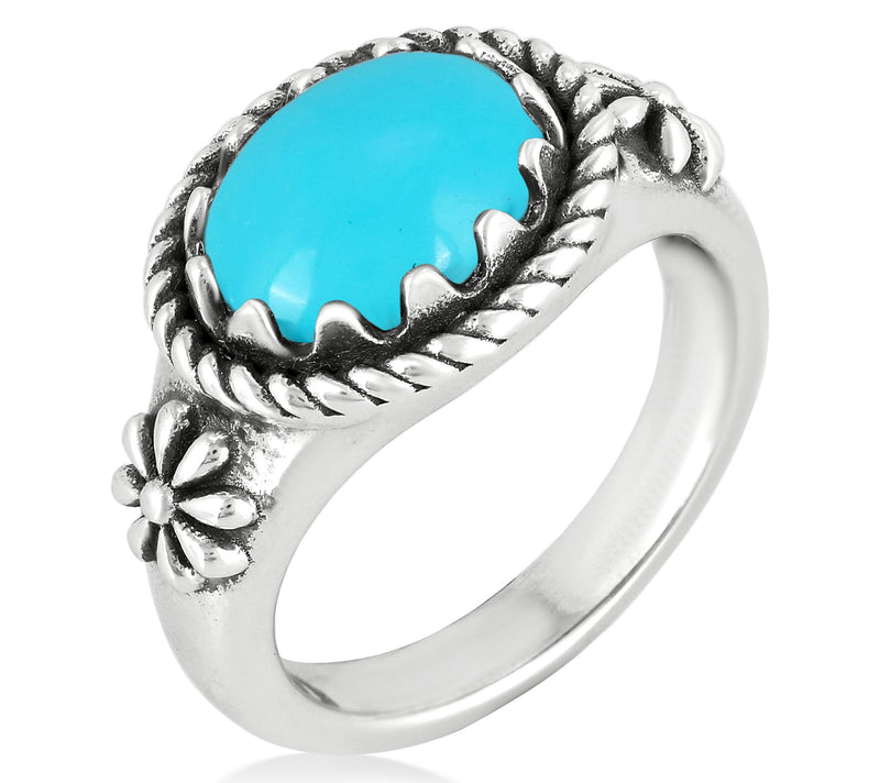 American West Sterling Silver Oval Turquoise Ri ng — View 3