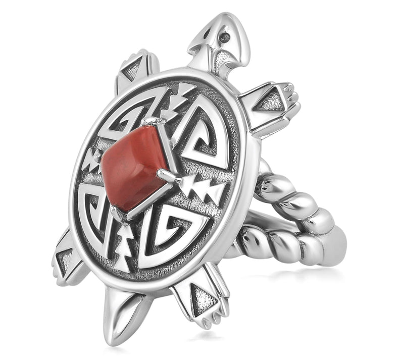 Fritz Casuse Sterling Silver Gemstone Split Shank Turtle Ring — View 9
