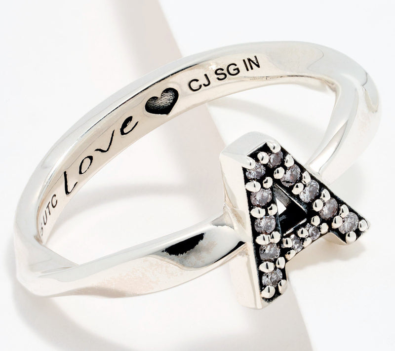 Christian James by Scott Grimes Sterling Silver Diamond Accent Initial Ring — View 54