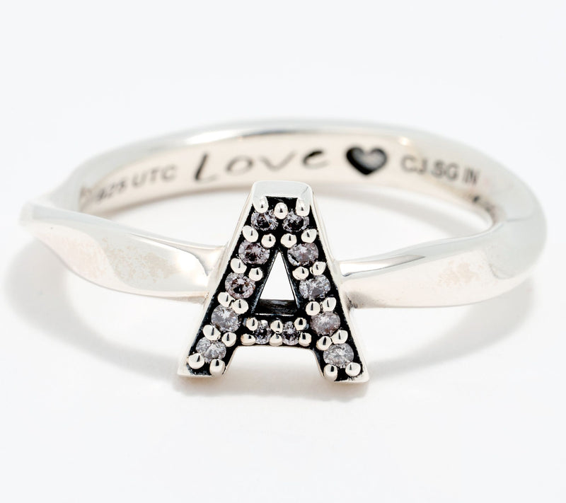 Christian James by Scott Grimes Sterling Silver Diamond Accent Initial Ring — View 3