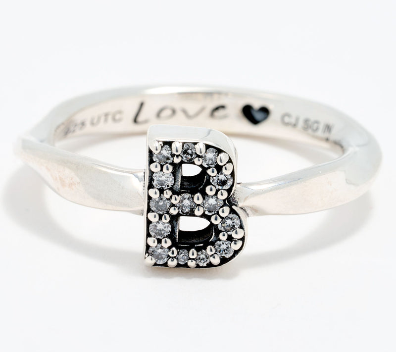 Christian James by Scott Grimes Sterling Silver Diamond Accent Initial Ring — View 5
