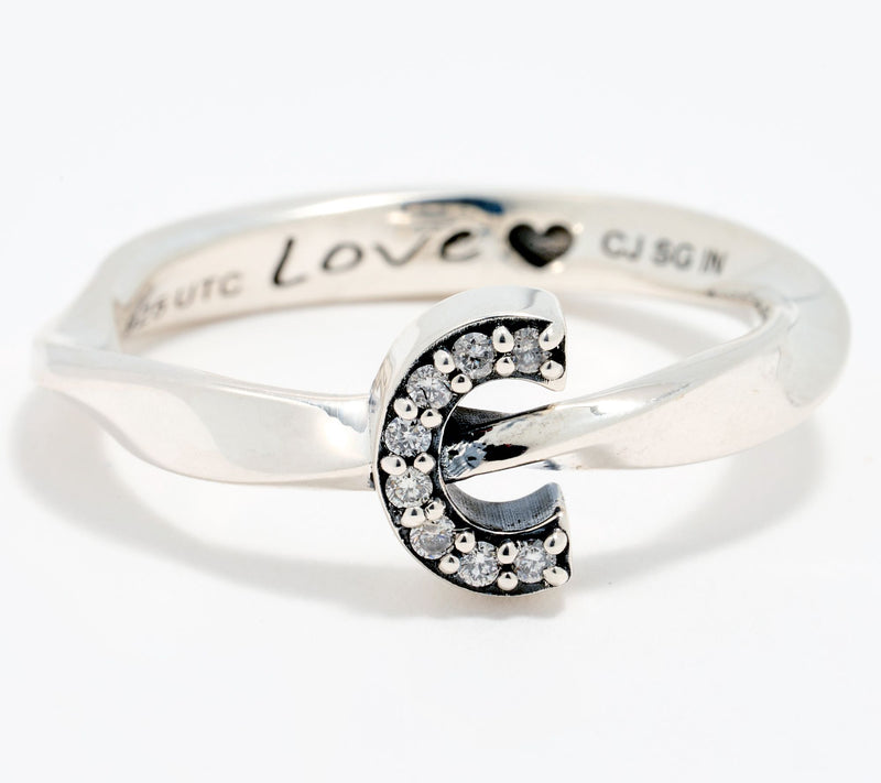 Christian James by Scott Grimes Sterling Silver Diamond Accent Initial Ring — View 7