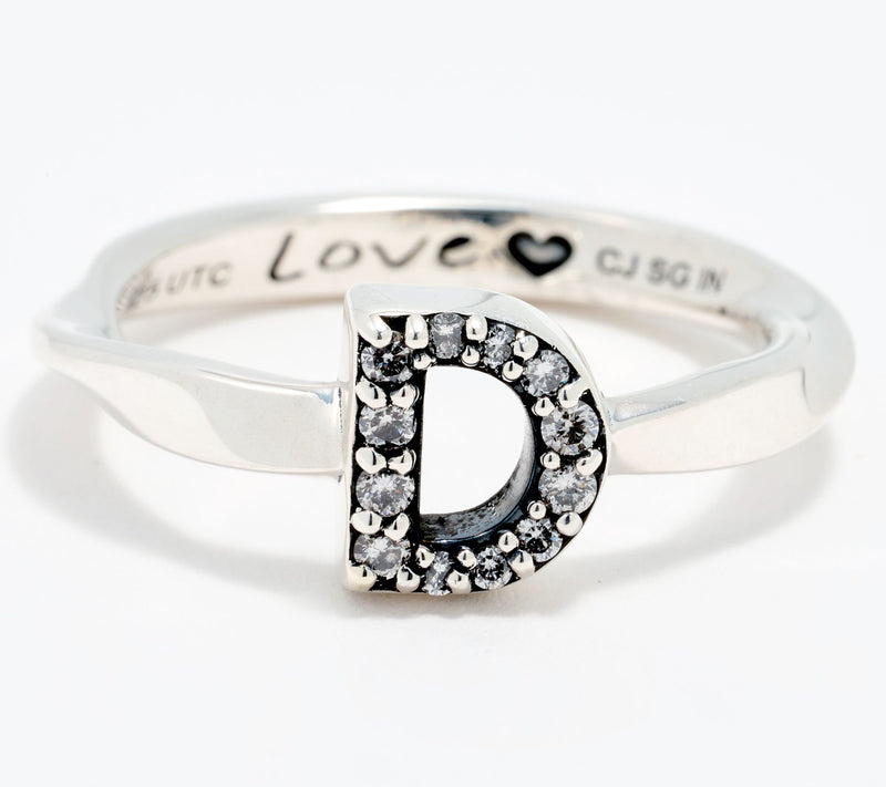 Christian James by Scott Grimes Sterling Silver Diamond Accent Initial Ring — View 9