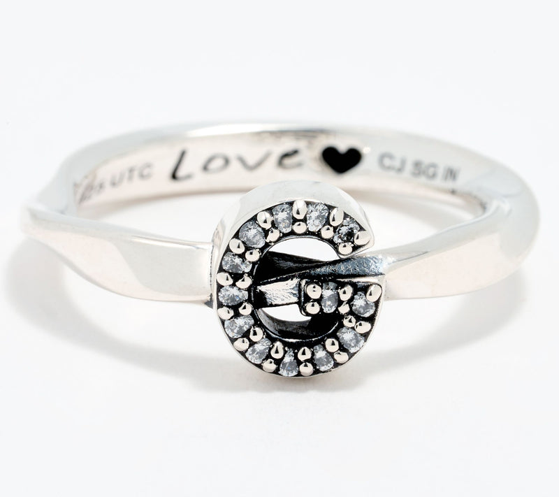 Christian James by Scott Grimes Sterling Silver Diamond Accent Initial Ring — View 15