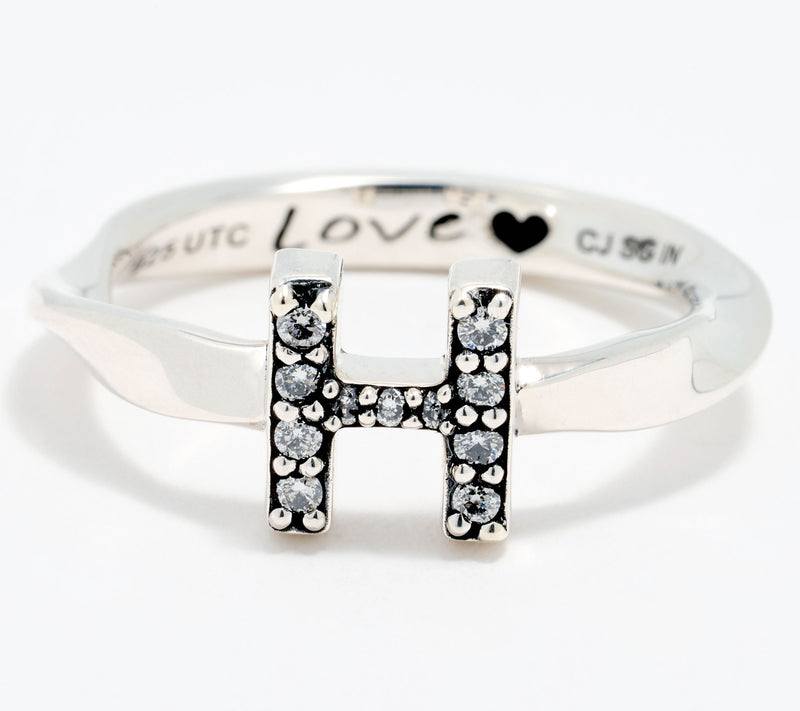 Christian James by Scott Grimes Sterling Silver Diamond Accent Initial Ring — View 17