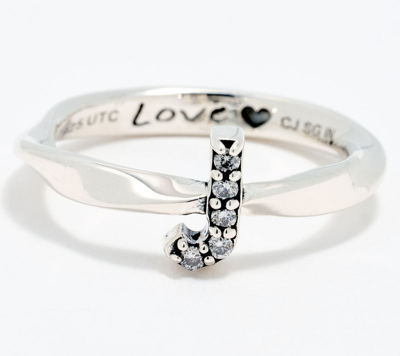 Christian James by Scott Grimes Sterling Silver Diamond Accent Initial Ring — View 21