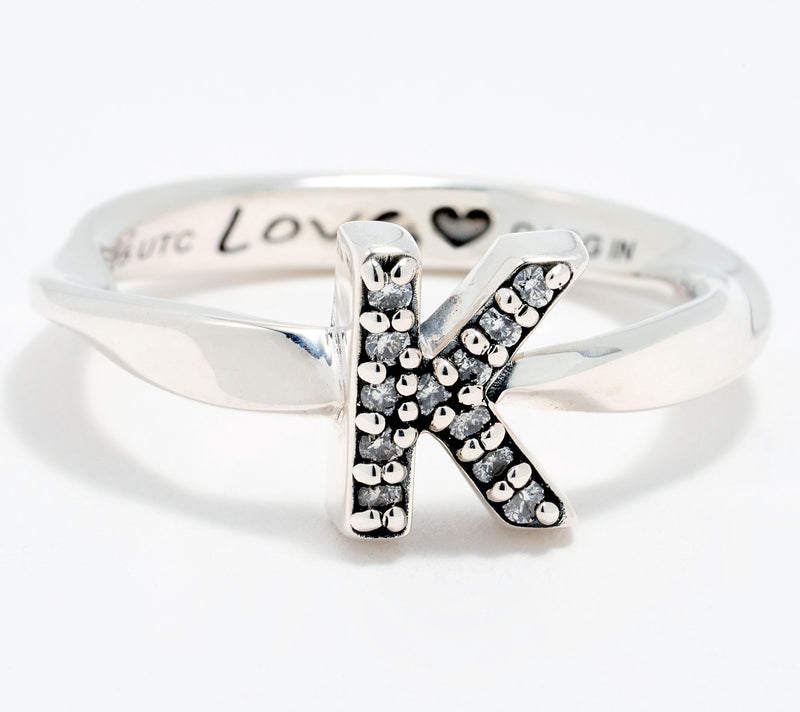 Christian James by Scott Grimes Sterling Silver Diamond Accent Initial Ring — View 23