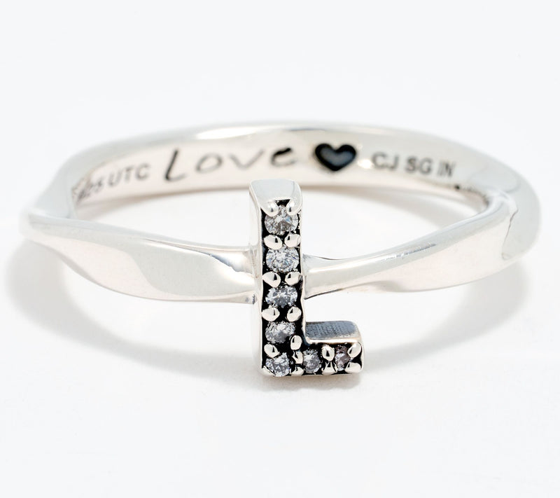 Christian James by Scott Grimes Sterling Silver Diamond Accent Initial Ring — View 25