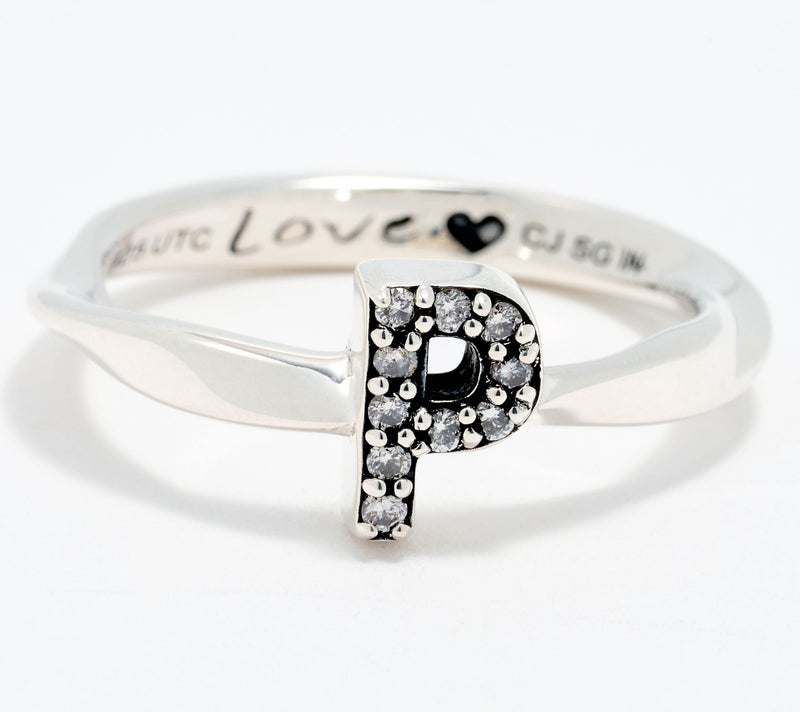 Christian James by Scott Grimes Sterling Silver Diamond Accent Initial Ring — View 33
