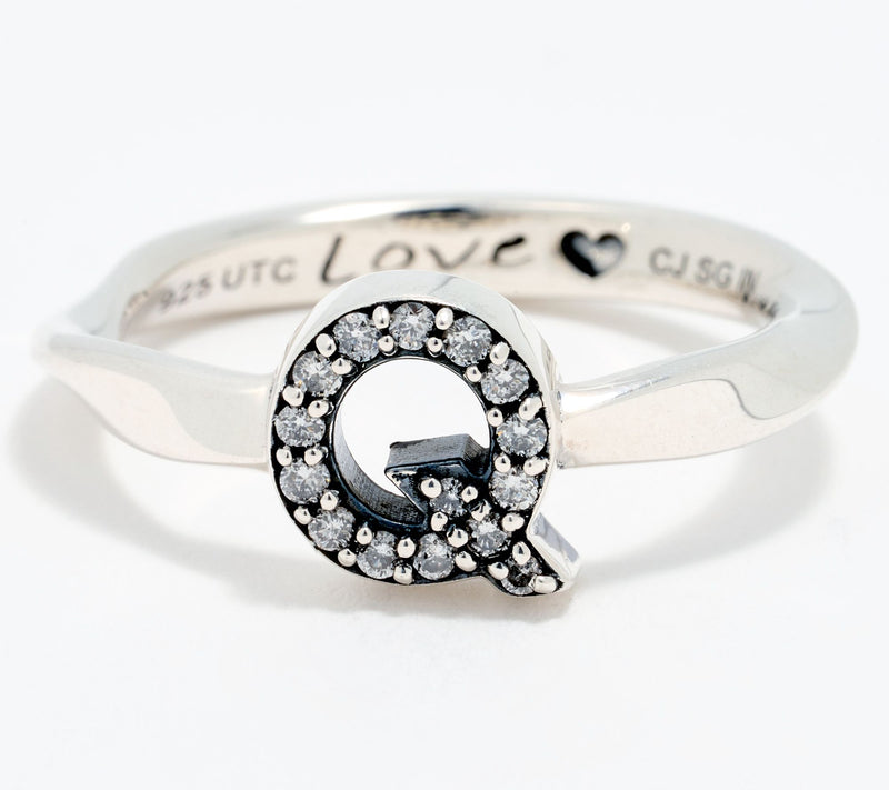 Christian James by Scott Grimes Sterling Silver Diamond Accent Initial Ring — View 35